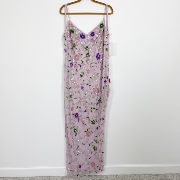 Mac Duggal Embellished Lace Sleeveless V-Neck Gown Lilac Multi 10893 - Picture 4 of 14